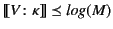 $ \llbracket V\colon\kappa \rrbracket \mathrel{\preceq}\mathit{log}(M)$