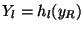 $Y_{l}=h_{l}(y_{R})$