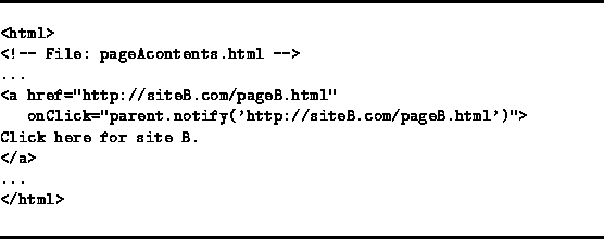 \begin{figure*}
\rule{\textwidth}{.5mm}
\begin{verbatim}
<html\gt
<!-- File: pag...
 ...r site B.
</a\gt
...
</html\gt\end{verbatim}\rule{\textwidth}{.5mm}\end{figure*}