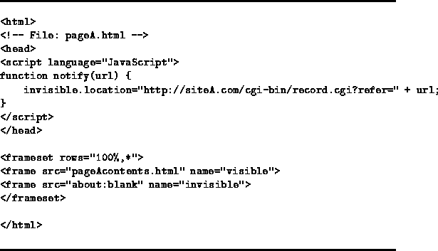 \begin{figure*}
\rule{\textwidth}{.5mm}
\begin{verbatim}
<html\gt
<!-- File: pag...
 ...''\gt
</frameset\gt

</html\gt\end{verbatim}\rule{\textwidth}{.5mm}\end{figure*}