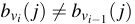 $ b_{v_i}(j) \neq b_{v_{i-1}}(j)$