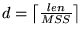 \(d = \left\lceil\frac{len}{MSS}\right\rceil\)