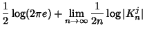 $\displaystyle \frac{1}{2} \log (2\pi e) + \lim_{n\rightarrow \infty} \frac{1}{2n} \log \vert K_n^j\vert$