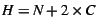 $H = N + 2 \times
C$