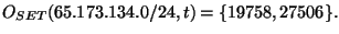 $O_{SET}(65.173.134.0/24,t) = \{19758, 27506\}.$