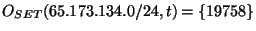 $O_{SET}(65.173.134.0/24,t) = \{ 19758 \}$