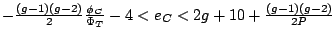 $-{(g-1)(g-2)\over{2}}{\phi_C \over \Phi_T} - 4 < e_C < 2g+10 +{(g-1)(g-2)\over 2P}$