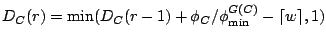 $D_{C}(r) =
\min(D_{C}(r-1)+{\phi_C/\phi_{\min}^{G(C)}} - \lceil w \rceil,1)$