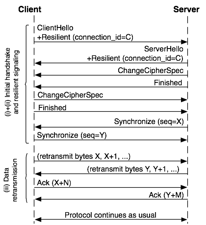 Reconnection procedure in TLS.