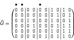 \begin{displaymath}
\arrayrulewidth .2pt \arraycolsep 3.5pt \renewedcommand{arra...
... & 0 & 0 & 0 & 1 & 0 & 1 & 1 & 0 \\
\end{mymatrix}\end{array}\end{displaymath}