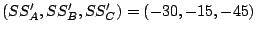 $(SS'_A,SS'_B,SS'_C) = (-30, -15, -45)$