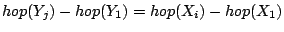 $hop(Y_j) -
hop(Y_1) = hop(X_i) - hop(X_1)$