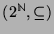 $ (2^{\mathbb{N}},
\subseteq)$