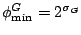 $\phi_{\min}^{G} =2^{\sigma_G}$