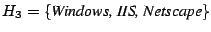 $H_3 = \{\mbox{\emph{Windows, IIS, Netscape}} \}$