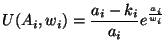 $\displaystyle U(A_i, w_i) = {\frac{a_i-k_i}{a_i}} e^{\frac{a_i}{w_i}}$