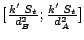 $ [\frac{k' \ S_t}{d_B^2}; \frac{k' \ S_t}{d_A^2}]$