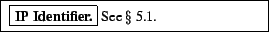 % latex2html id marker 659
\framebox{
\begin{minipage}[h]{0.45\textwidth}
\small
\framebox{\textbf{IP Identifier.}}
See \S~\ref{ip-id}.
\end{minipage}}