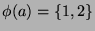 $ \phi(a) = \{1,2\}$