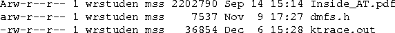 \begin{figure*}
\centering
{\ttfamily
\newlength{\thisisnuts}
\settowidth{\this...
...rw-r-{}-r-{}-~1~wrstuden~mss~~~36854~Dec~~6~15:28~ktrace.out
} }\end{figure*}