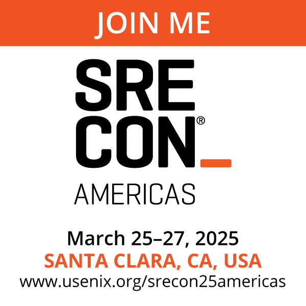 Join Me at SREcon25 Americas button